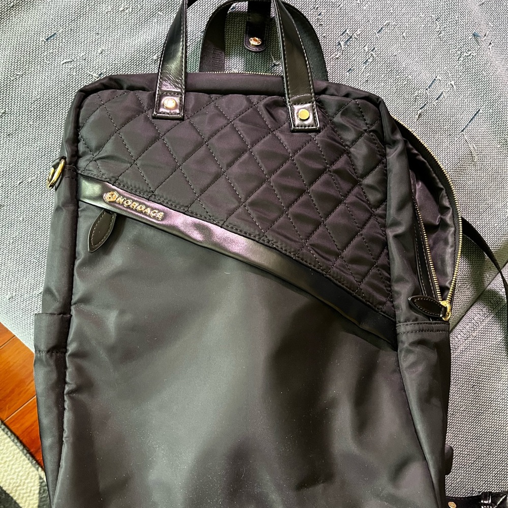 Black Quilted Backpack with Metallic Accents - Nordace Beth